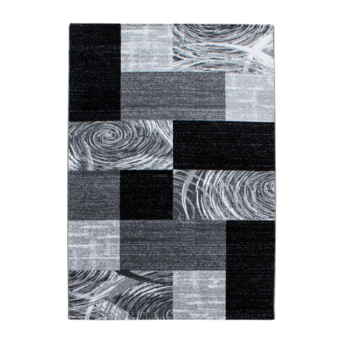 Tapis Entrée 80x150 Tissé Noir Et Gris Rectangle Motif Géométrique Ploni