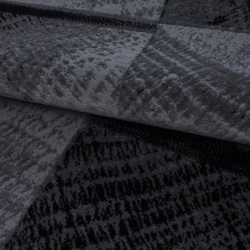 Tapis Salon 200x290 Tissé Gris Et Noir Rectangle Motif Géométrique Sipur