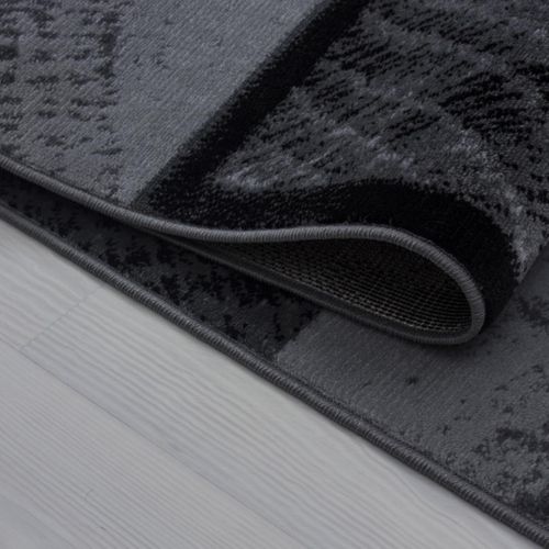 Tapis Salon 200x290 Tissé Gris Et Noir Rectangle Motif Géométrique Sipur