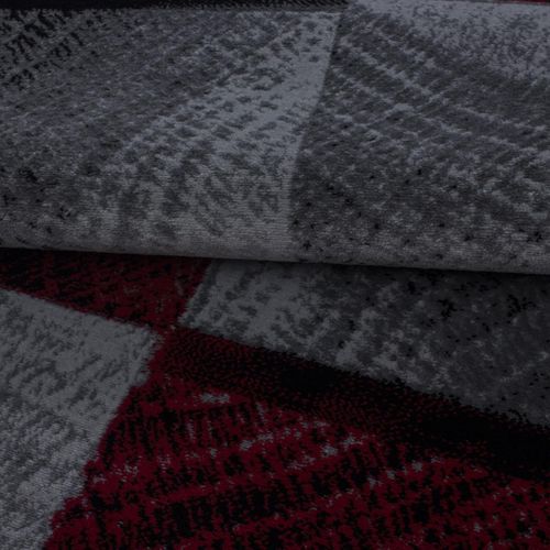 Tapis Salon 200x290 Tissé Rouge Et Gris Rectangle Motif Géométrique Sipur