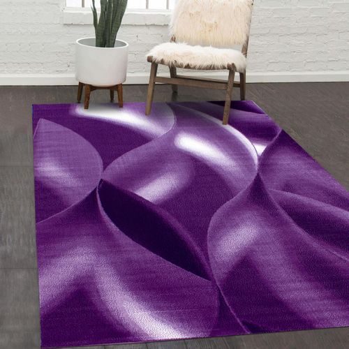 Tapis Entrée 80x150 Tissé Violet Clair Et Violet Foncé Motif Géométrique