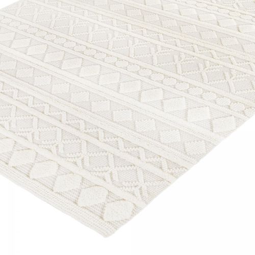 Tapis Salon 160x230 Tissé En Laine Crème Rectangle Motif Scandinave Tinca