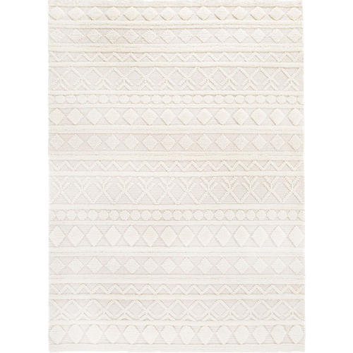 Tapis Salon 160x230 Tissé En Laine Crème Rectangle Motif Scandinave Tinca