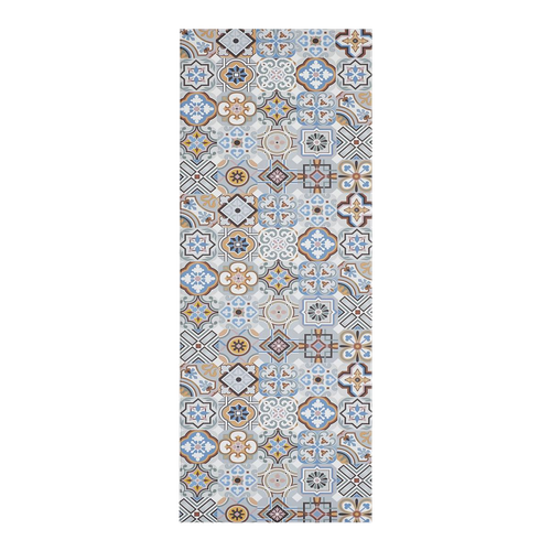 Tapis Cuisine 120x170 En Pvc Bleu Et Gris Motif Géométrique Pkit