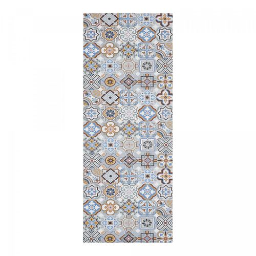 Tapis Cuisine 120x170 En Pvc Bleu Et Gris Motif Géométrique Pkit
