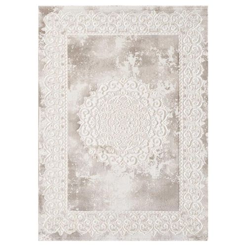 Tapis Oriental Ø140cm Rond Beige Tissé Motif Ancestral Lyn7 Balrod