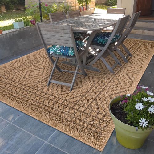 Tapis Extérieur 80x150 Tissé Kilim Marron Jute Art 2