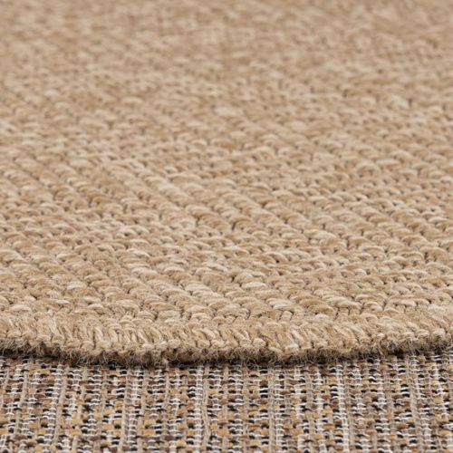 Tapis Rond D'extérieur D.160cm Tissé Kilim Beige Jute Art 4