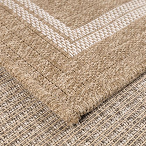 Tapis Extérieur 60x180 Tissé Kilim Beige Et Blanc Jute Art 5