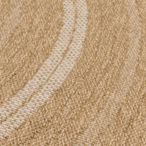 Tapis Extérieur Ø120cm Rond Tissé Kilim Beige Et Blanc Jute Art 5