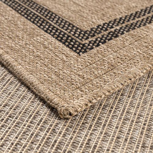 Tapis Extérieur 60x180 Tissé Kilim Beige Et Noir Jute Art 5