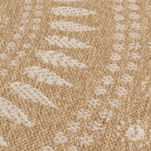 Tapis Rond D'extérieur D.120cm Tissé Kilim Beige Et Blanc Jute Art 6