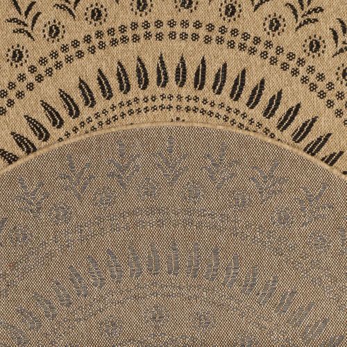 Tapis Rond D'extérieur D.120cm Tissé Kilim Beige Et Noir Jute Art 6