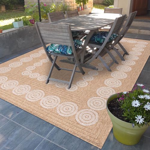 Tapis Extérieur 60x90 Tissé Kilim Beige Et Blanc Jute Art 8