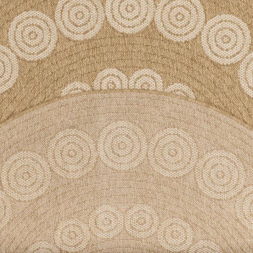 Tapis Rond D'extérieur D.80cm Tissé Kilim Beige Et Blanc Jute Art 8