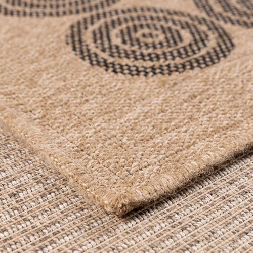 Tapis Extérieur 60x90 Tissé Kilim Beige Et Noir Jute Art 8