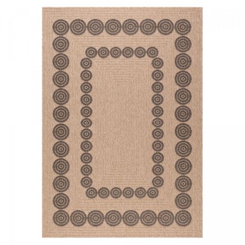 Tapis Extérieur 60x90 Tissé Kilim Beige Et Noir Jute Art 8