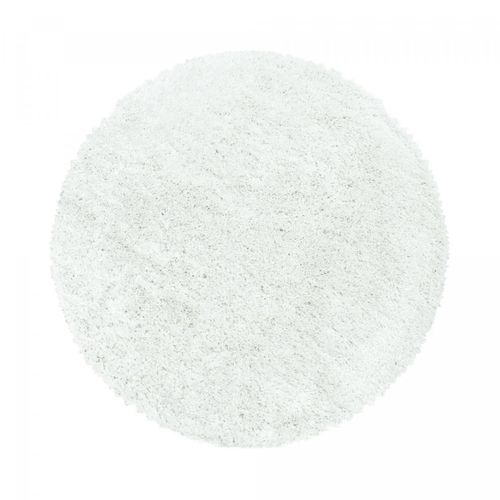 Tapis Poils Longs Shaggy Ø200cm Rond Tissé Blanc Motif Uni Uni B