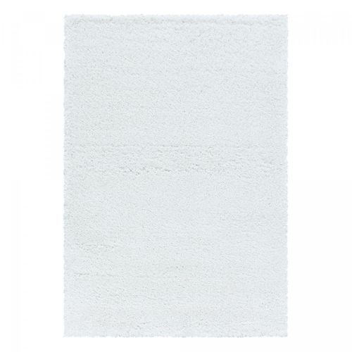 Tapis Poils Longs Shaggy Ø200cm Rond Tissé Blanc Motif Uni Uni B