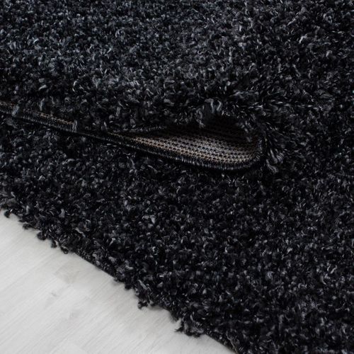 Tapis Poils Longs Shaggy 140x200 Rectangle Tissé Noir Motif Uni Uni L