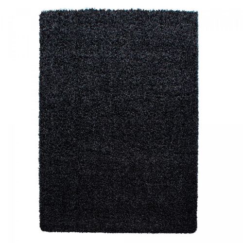 Tapis Poils Longs Shaggy 140x200 Rectangle Tissé Noir Motif Uni Uni L