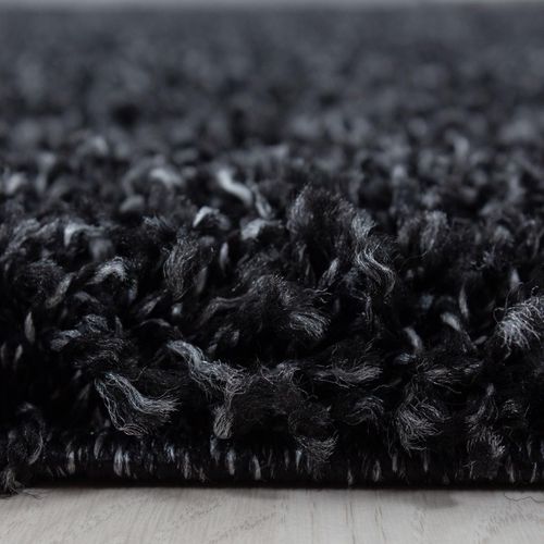 Tapis Poils Longs Shaggy 140x200 Rectangle Tissé Noir Motif Uni Uni L