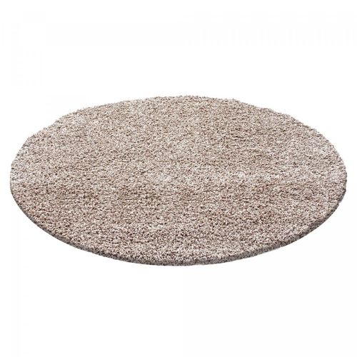 Tapis Poils Longs Shaggy D.120cm Rond Tissé Beige Motif Uni Uni L