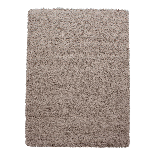 Tapis Poils Longs Shaggy D.120cm Rond Tissé Beige Motif Uni Uni L