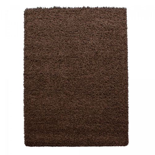 Tapis Poils Longs Shaggy 100x200 Rectangle Tissé Marron Motif Uni Uni L