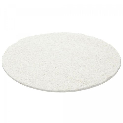 Tapis Poils Longs Shaggy D.160cm Rond Tissé Crème Motif Uni Uni L