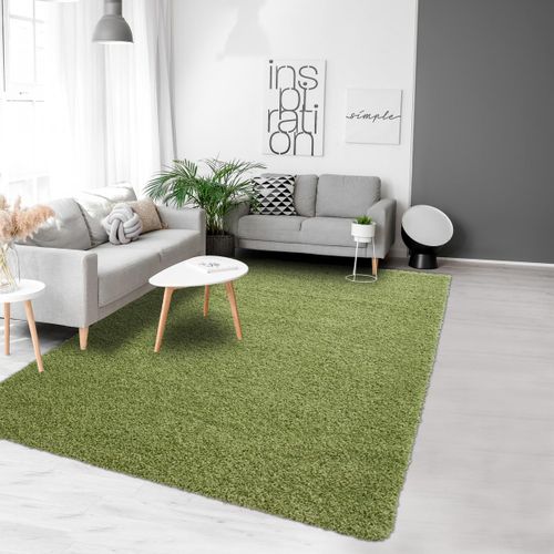 Tapis Poils Longs Shaggy 80x150 Rectangle Tissé Vert Motif Uni Uni L