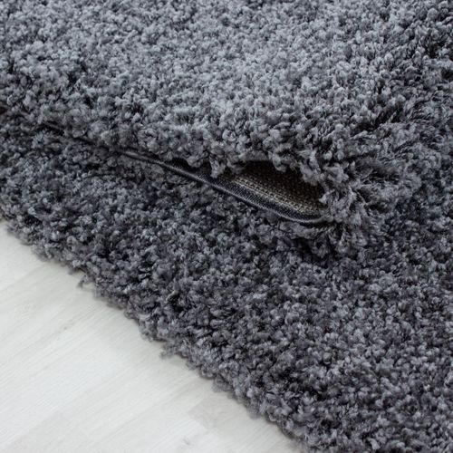 Tapis Poils Longs Shaggy 120x170 Rectangle Tissé Gris Motif Uni Uni L