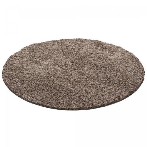 Tapis Poils Longs Shaggy Ø200cm Rond Tissé Mocca Motif Uni Uni L