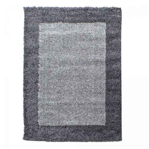 Tapis Poils Longs Shaggy 120x170 Rectangle Tissé Gris Clair Et Gris Foncé