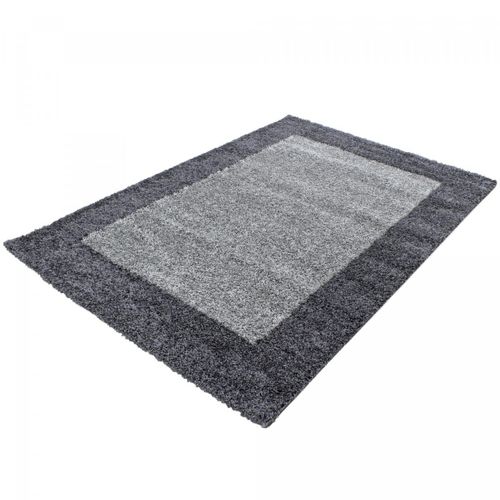 Tapis Poils Longs Shaggy 120x170 Rectangle Tissé Gris Clair Et Gris Foncé