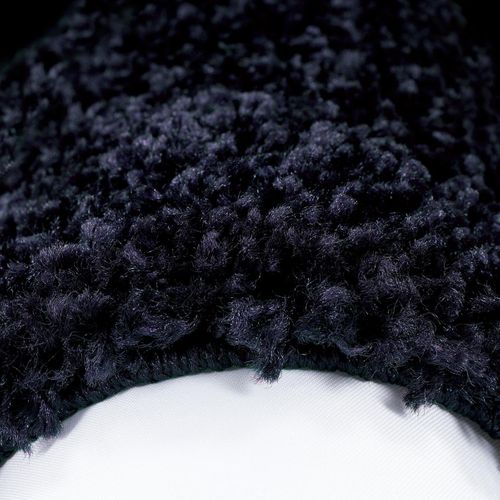Tapis Rond Poils Longs Shaggy D.160cm Tissé Bleu Et Bleu Foncé Motif Simple