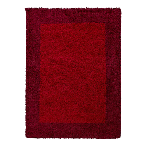 Tapis Poils Longs Shaggy 120x170 Rectangle Tissé Rouge Clair Et Rouge Foncé