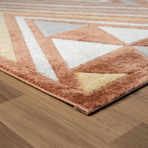 Tapis Chambre 120x160 Tissé Orange Et Gris Rectangle Motif Ethnique Solga A