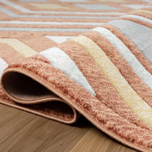 Tapis Chambre 120x160 Tissé Orange Et Gris Rectangle Motif Ethnique Solga A