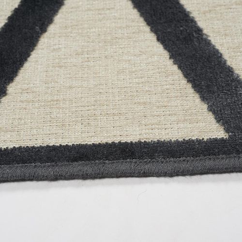 Tapis Salon 160x230 Tissé En Viscose Crème Et Noir Rectangle Motif Scandinave