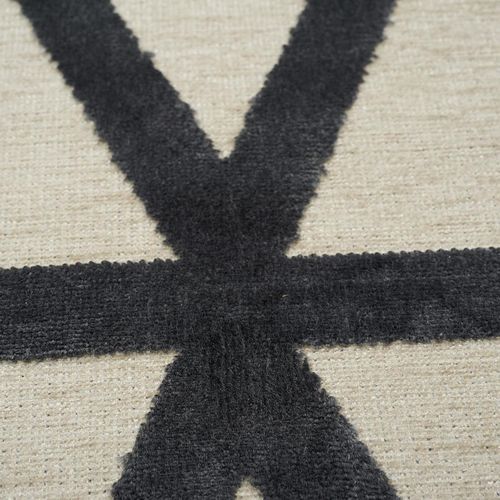 Tapis Salon 160x230 Tissé En Viscose Crème Et Noir Rectangle Motif Scandinave