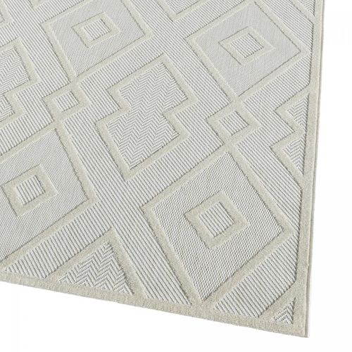Tapis Kilim 160x230 Rectangle Tissé Crème Motif Géométrique Teno A