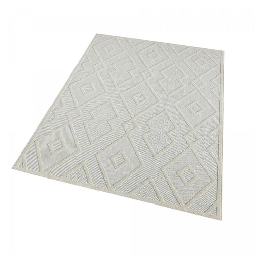 Tapis Kilim 160x230 Rectangle Tissé Crème Motif Géométrique Teno A