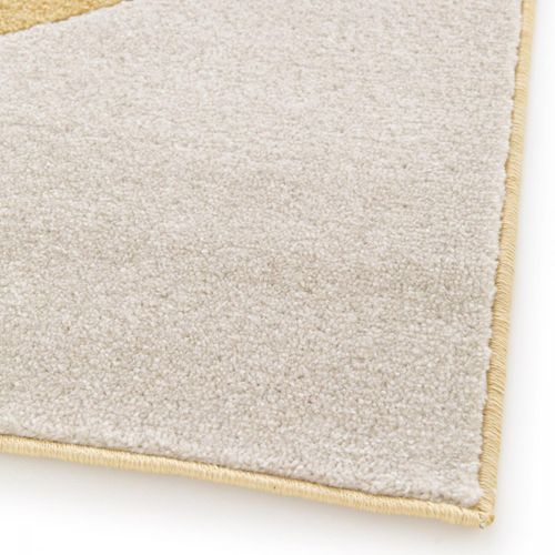 Tapis Salon 160x230 Tissé Beige Et Jaune Rectangle Motif Géométrique Contuni