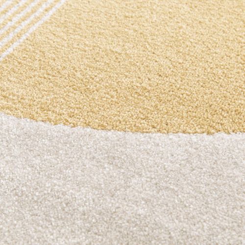 Tapis Salon 160x230 Tissé Beige Et Jaune Rectangle Motif Géométrique Contuni