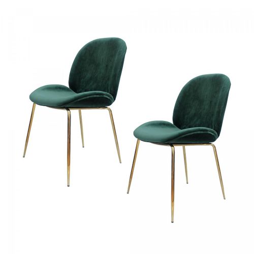 Fauteuil Semi Artisanal Lot De 2 Ara 59x47x90 Vert Et Laiton