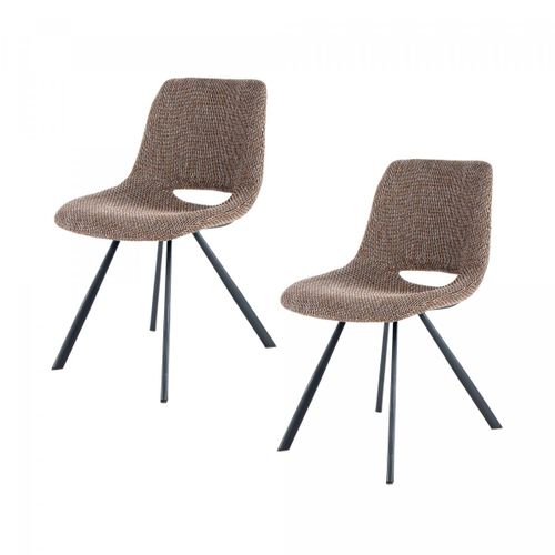 Chaise Semi Artisanal En Lin Lot De 2 Are 57x47,5x77 Brun