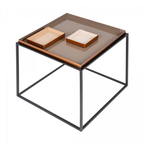 Table Basse Fait Main En Fer Ege 40x40 Crème De Café