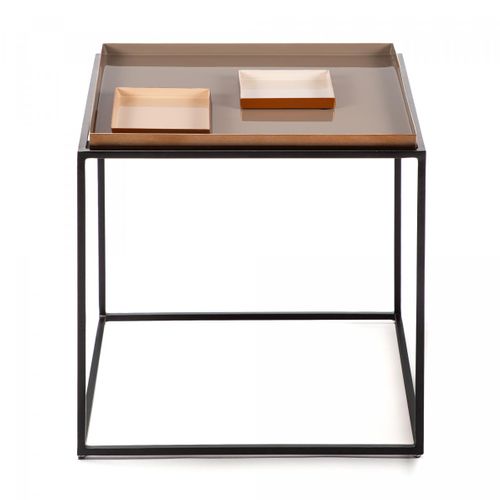 Table Basse Fait Main En Fer Ege 40x40 Crème De Café