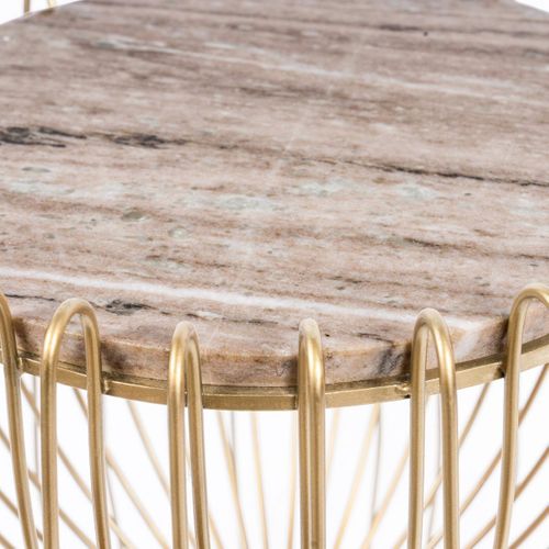 Table Basse Fait Main En Marbre Ere 50x50 Brun Et Laiton